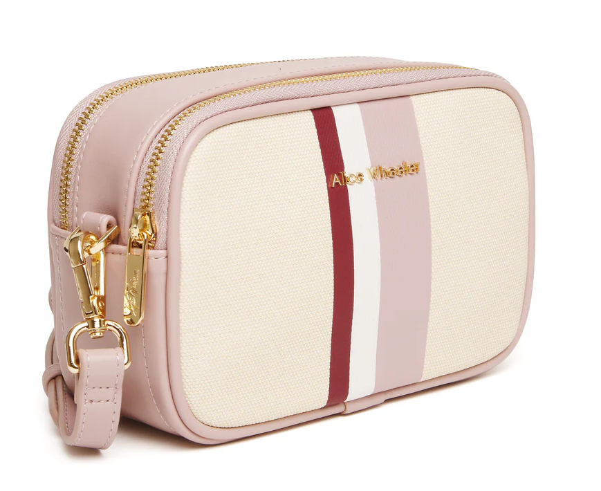 Stripe Madrid Camera Crossbody Bag - Pink
