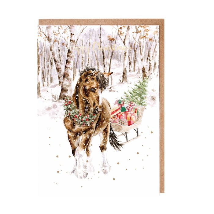 'Snowy Sleigh Ride' horse Christmas Card Pack
