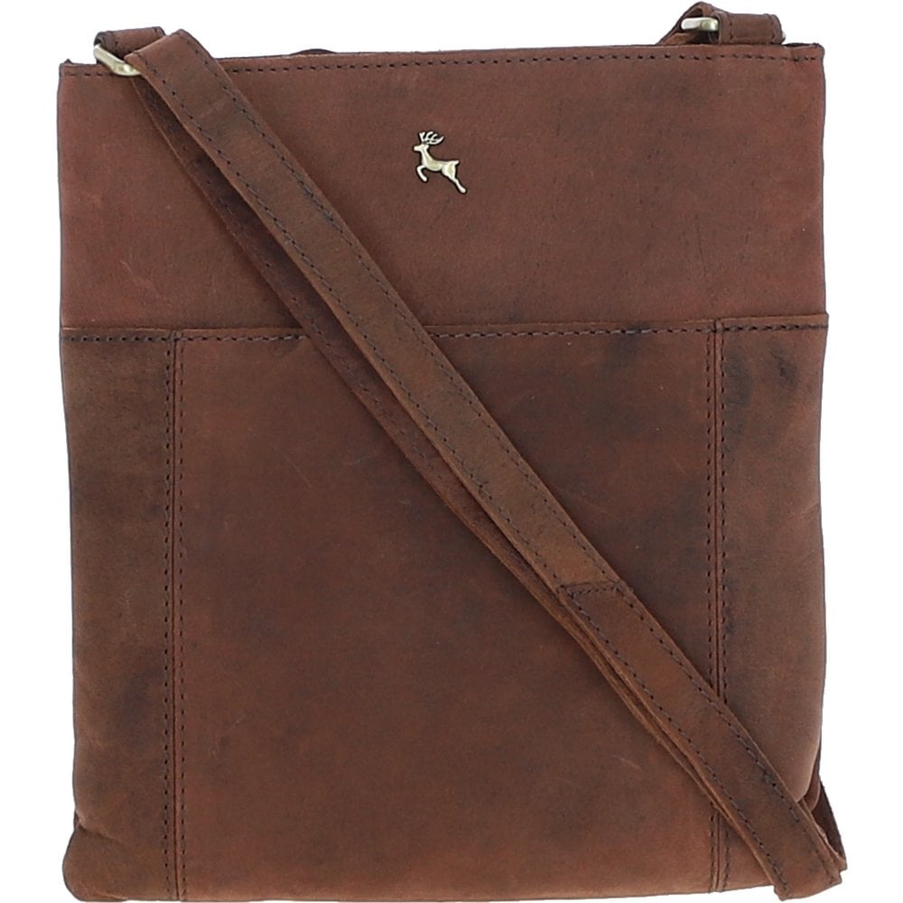 Esquire Vintage Leather Crossbody Bag Mud/brown