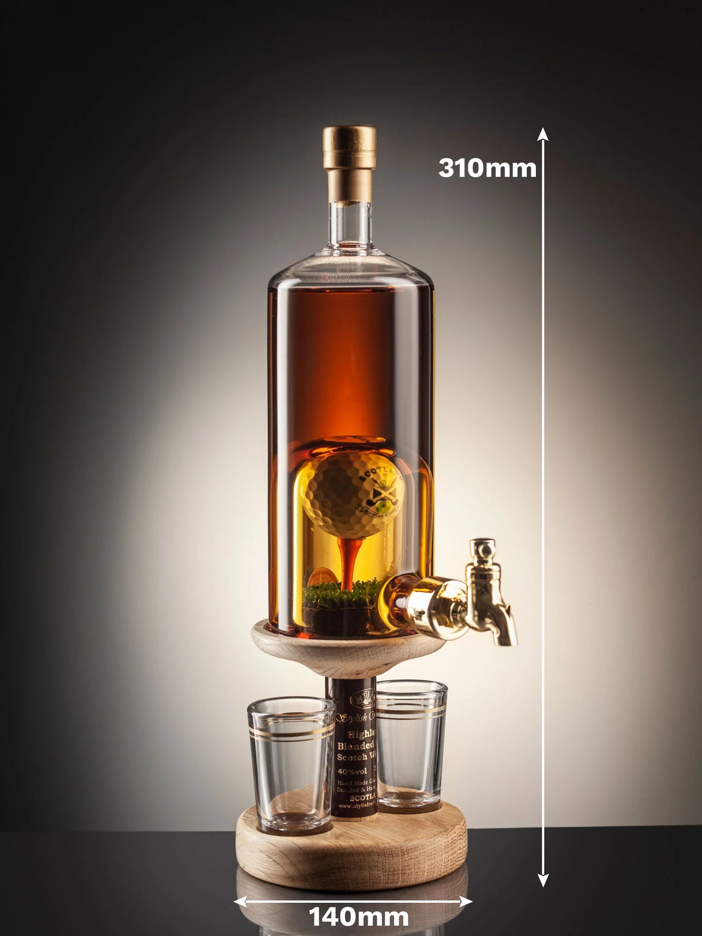 Golf Ball and Tee Refillable Whisky Decanter 350ml
