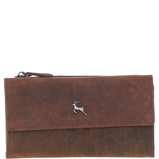 Ladies Equestrian Zippered Leather Purse Mud/brown: Sally