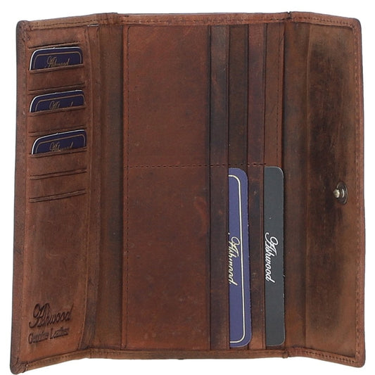 Ladies Equestrian Zippered Leather Purse Mud/brown: Sally