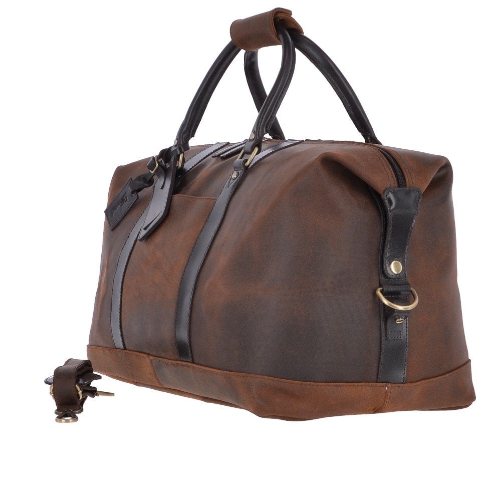 Large Vintage Leather Travel Holdall Brown: Marcus