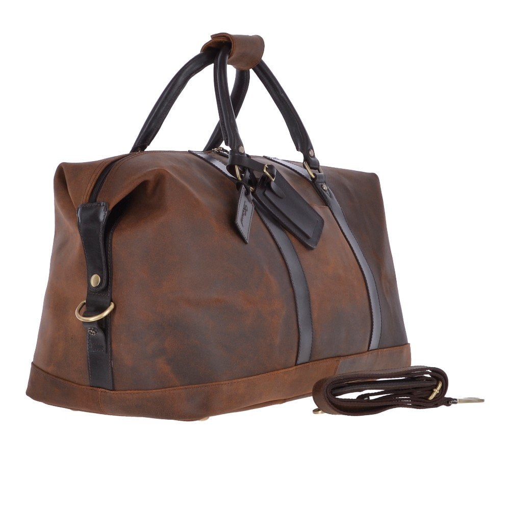 Large Vintage Leather Travel Holdall Brown: Marcus