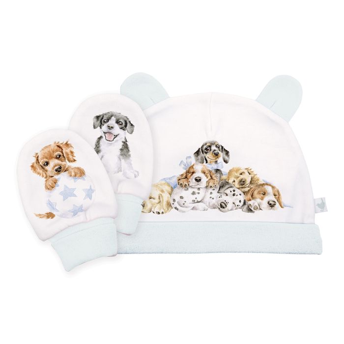Little Paws Dog Newborn Hat & Mitten Set