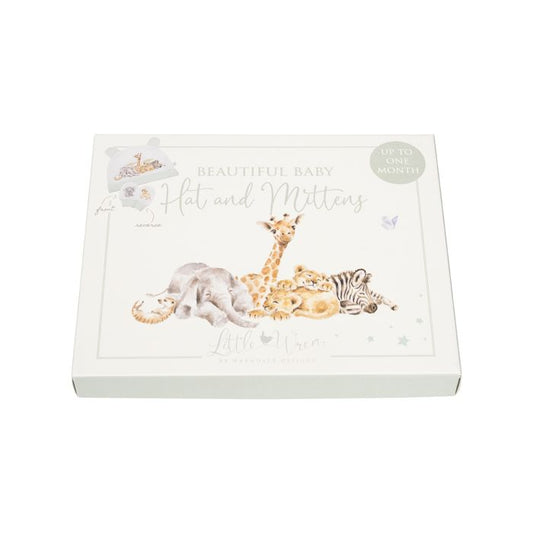 Little Savannah African Animal Newborn Hat & Mitten Set