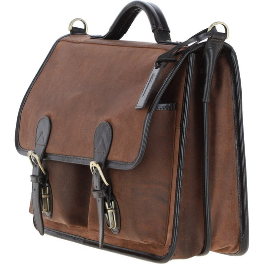 Men's Oily Hunter Leather Briefcase Brown: Jones