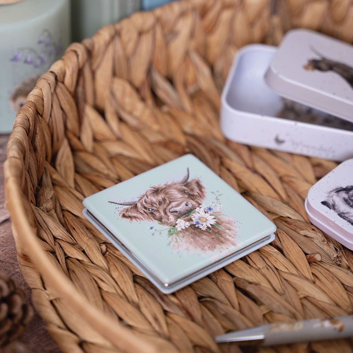 Daisy Coo Highland Cow Compact Mirror