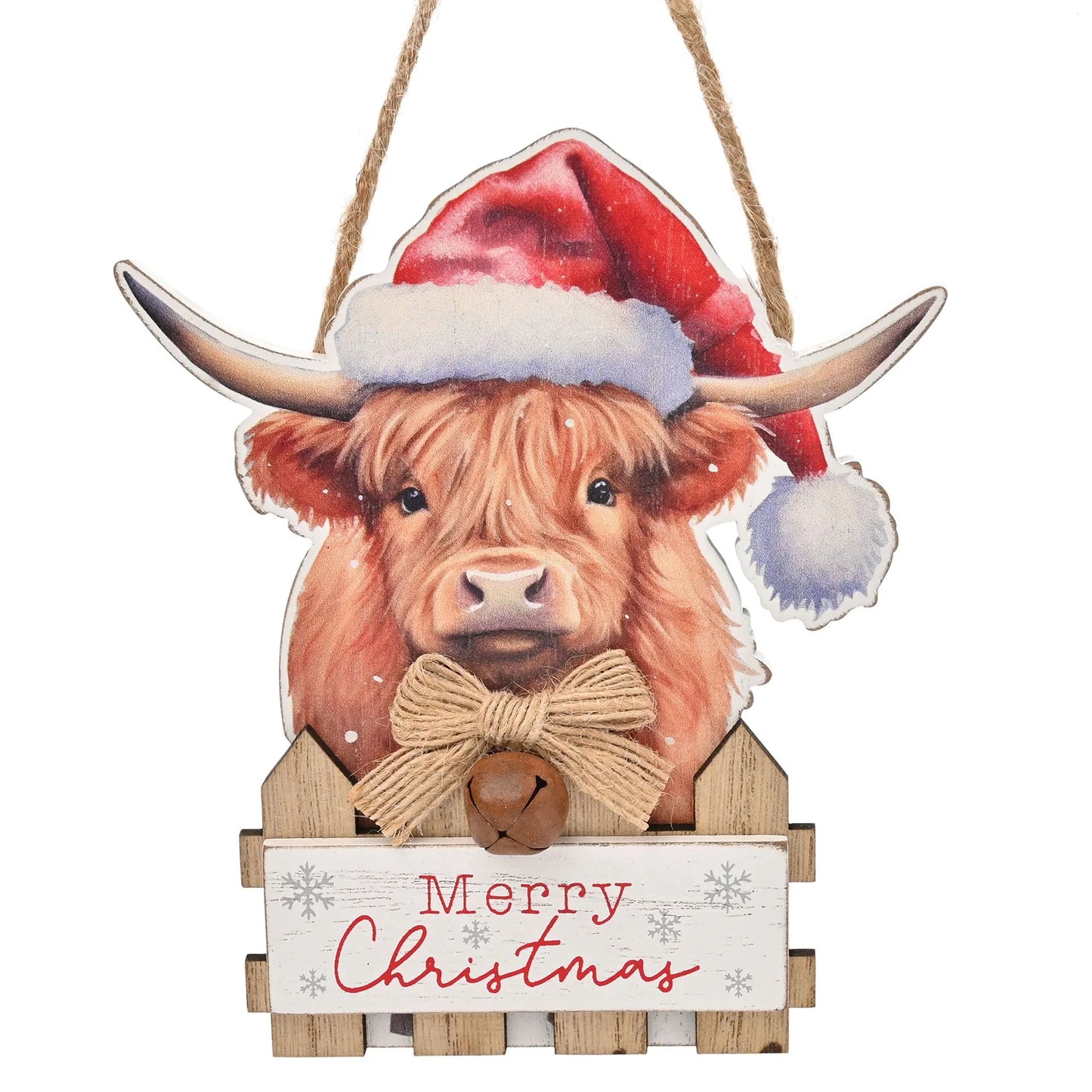 Highland Cow Hanging Plaque 'Merry Christmas