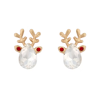 Gold Crystal Reindeer Earrings