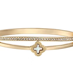 Gold MOP Crystal Flower Bangle