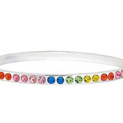Silver Multi Crystal Bangle