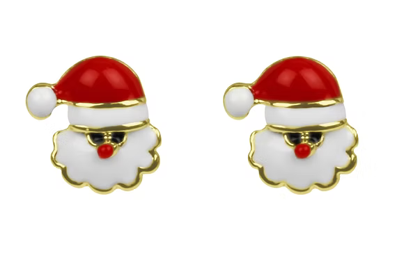 Gold/Red/White Santa Earrings