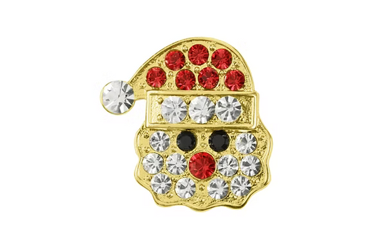 Gold Crystal Santa Brooch