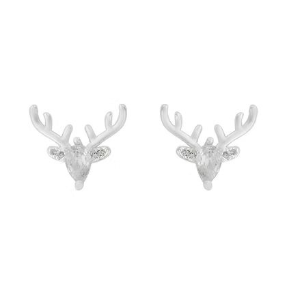 Rhodium Crystal Stag Earrings