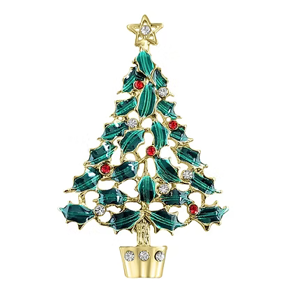 Gold Plated Christmas Tree Brooch