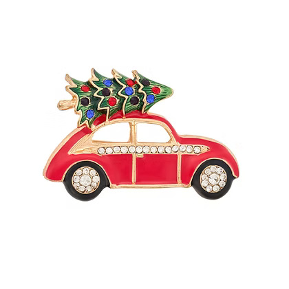 Gold Christmas Tree Car Brooch