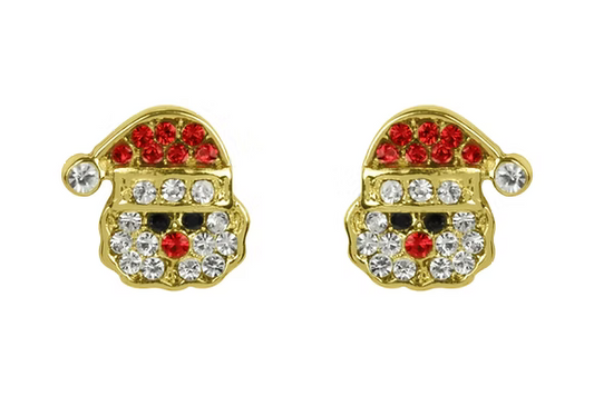Gold Crystal Santa Earrings