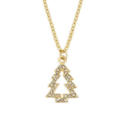 Gold Christmas Tree Crystal Necklace