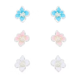 Rhodium Colour Flower Trio Earrings