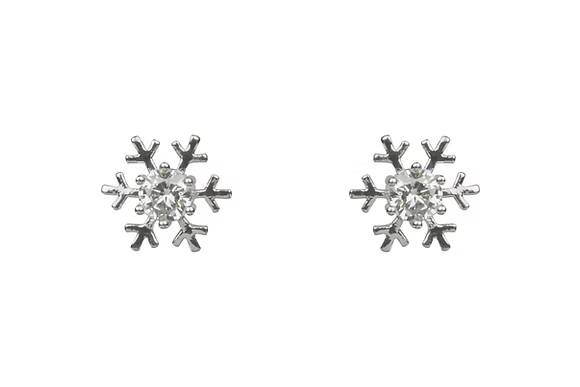 Rhodium CZ snowflake Stud arrings