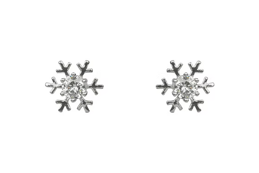 Rhodium CZ snowflake Stud arrings