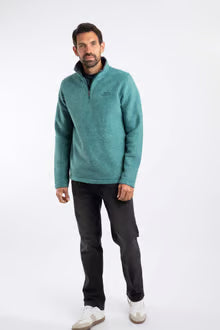Newark 1/4 Zip Grid Fleece Leaf Green