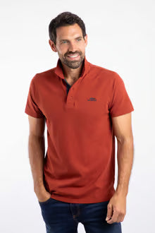 Miles Pique Polo Shirt Burnt Henna