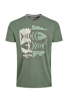 Double Fish Front Print Graphic T-Shirt Deep Lichen Green