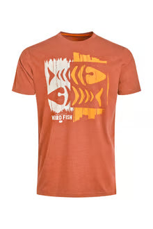 Double Fish Front Print Graphic T-Shirt Rust Leaves
