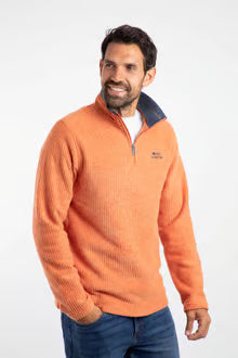 Newark 1/4 Zip Grid Fleece Brick Orange