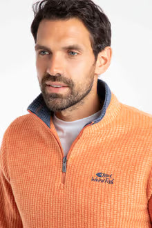 Newark 1/4 Zip Grid Fleece Brick Orange