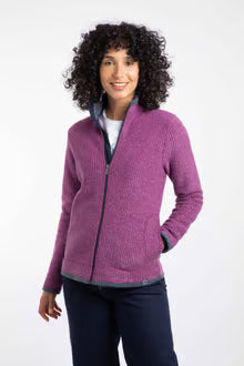 Ariana Full Zip Grid Fleece Purple Wine