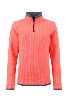 Beye 1/4 Zip Grid Fleece Hot Coral
