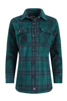 Autumn Check Fleece Shacket Cedar Green