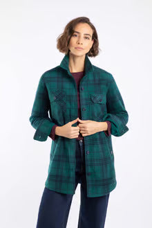 Autumn Check Fleece Shacket Cedar Green