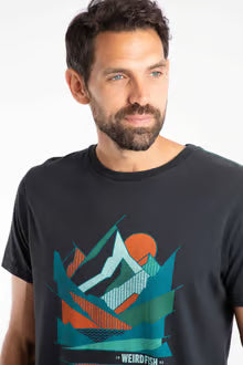 Aspect Mountains Front Print Graphic T-Shirt Black