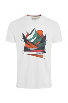 Aspect Mountains Front Print Graphic T-Shirt Dusty White