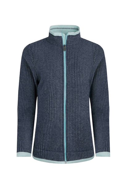 Ariana Full Zip Grid Fleece - Rich Navy
