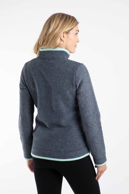 Ariana Full Zip Grid Fleece - Rich Navy