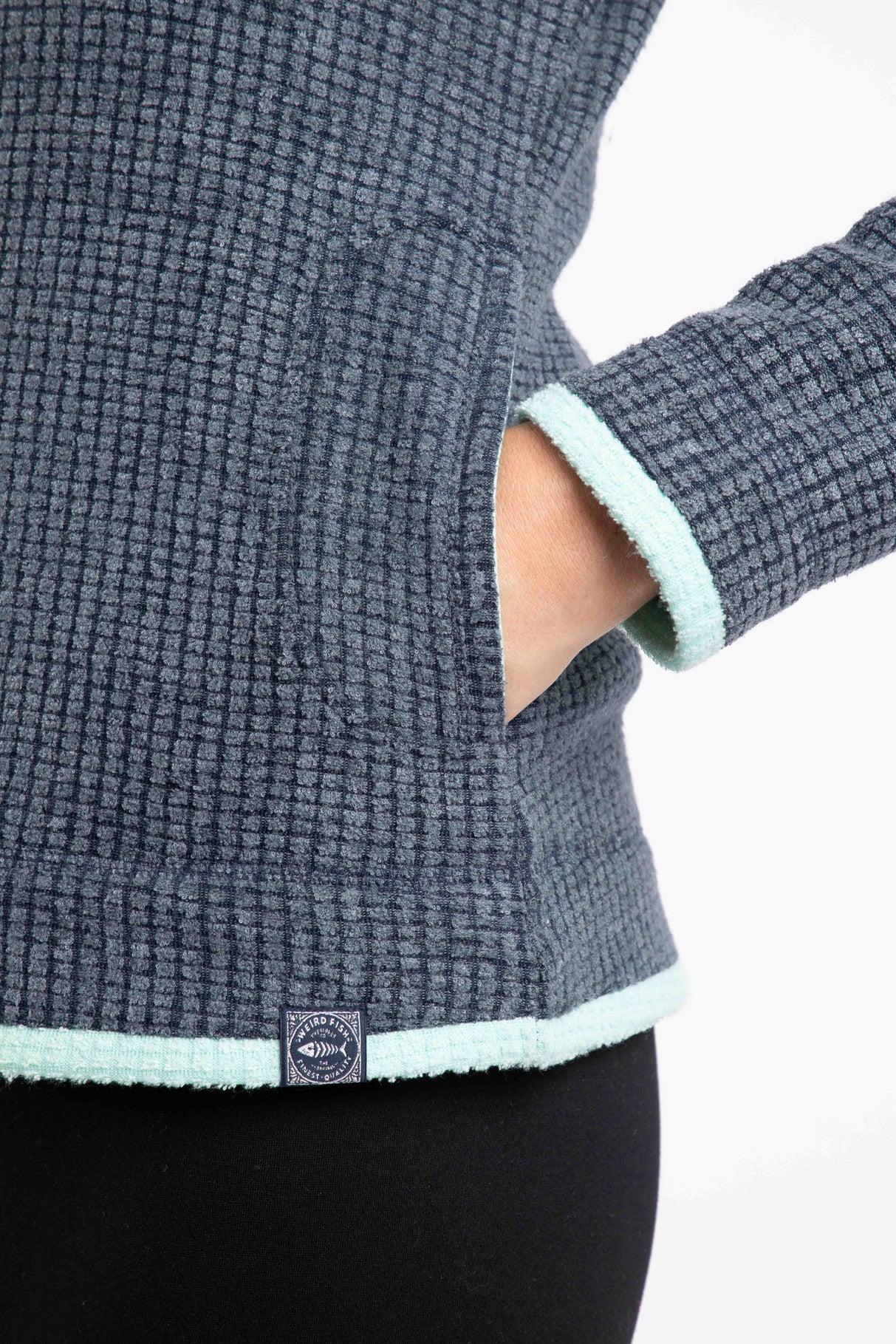 Ariana Full Zip Grid Fleece - Rich Navy