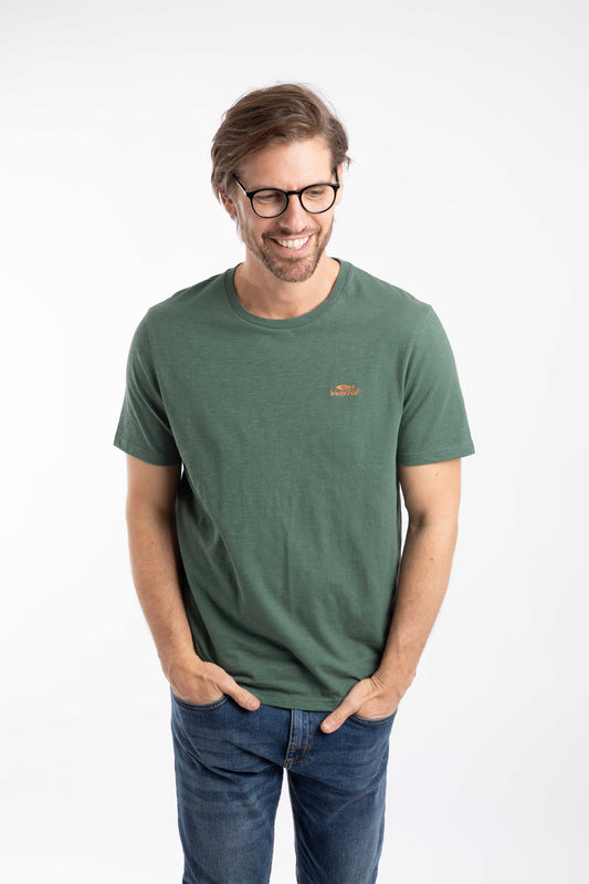 Fished Organic Cotton Branded Tee - Dusky Green