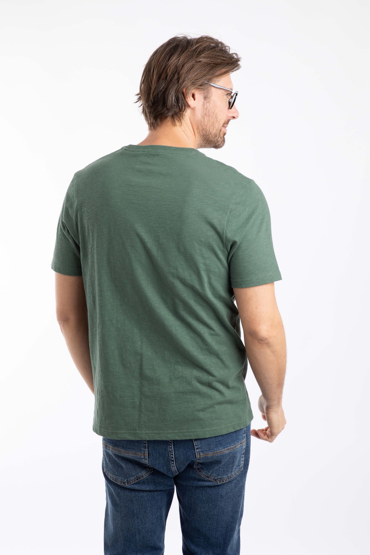 Fished Organic Cotton Branded Tee - Dusky Green