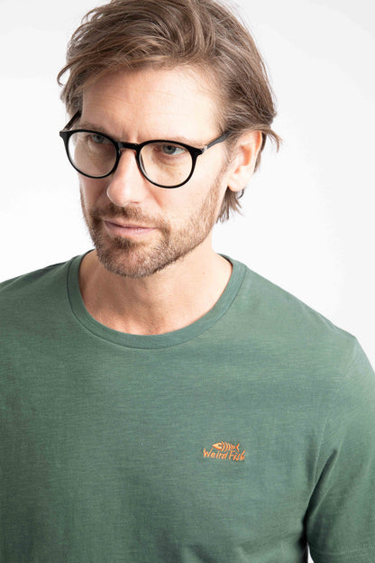 Fished Organic Cotton Branded Tee - Dusky Green