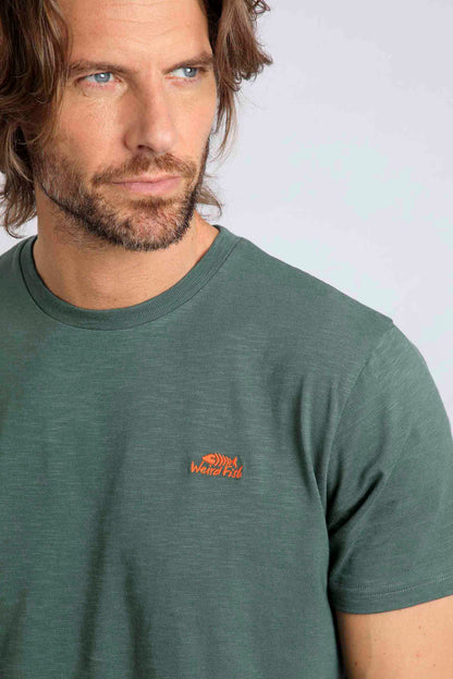 Fished Organic Cotton Branded Tee - Dusky Green