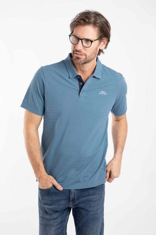 Miles Organic Cotton Pique Polo - Faded Blue