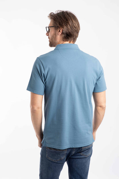 Miles Organic Cotton Pique Polo - Faded Blue