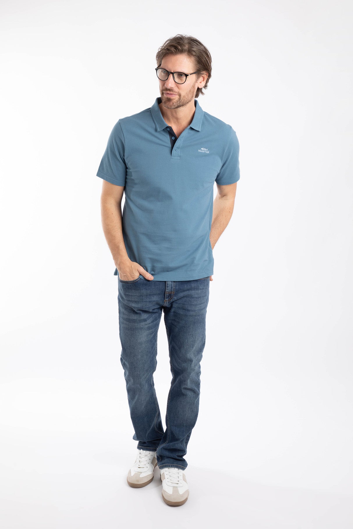 Miles Organic Cotton Pique Polo - Faded Blue
