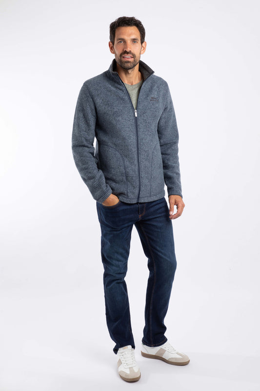 Shires Full Zip Grid Fleece - Navy