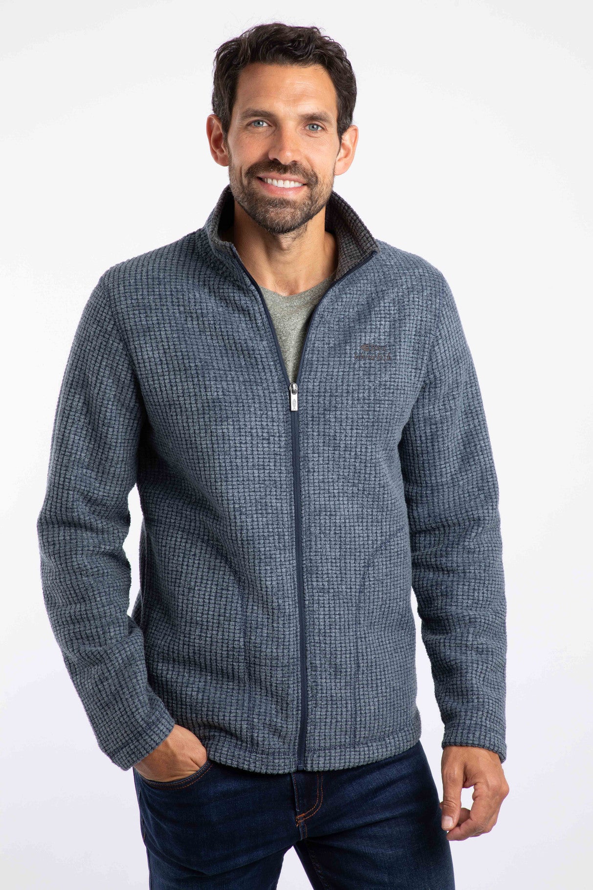 Shires Full Zip Grid Fleece - Navy